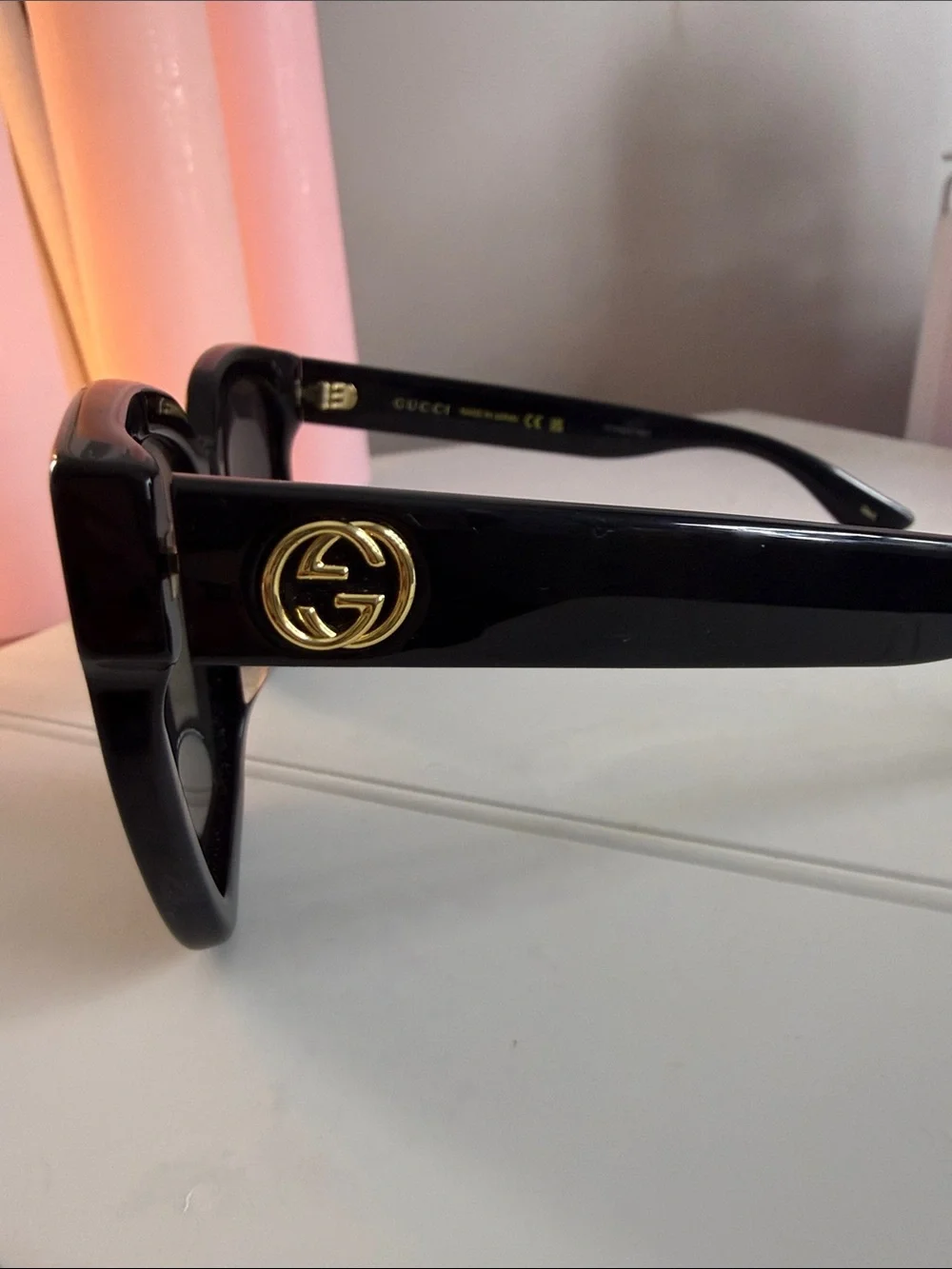 Gucci Black Sunglasses with Gold GG Emblem